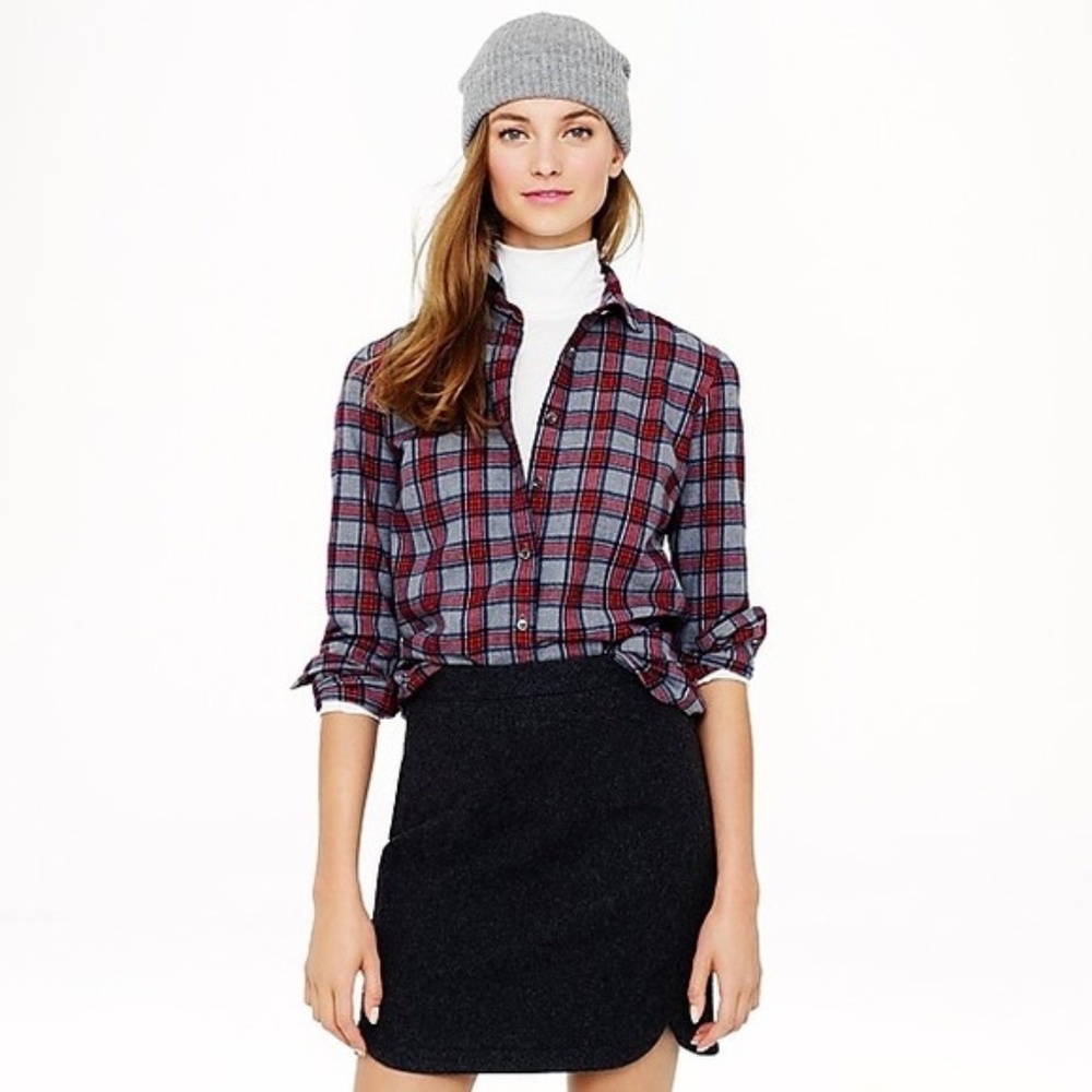 J. Crew Boy Shirt in Red & Grey Tartan